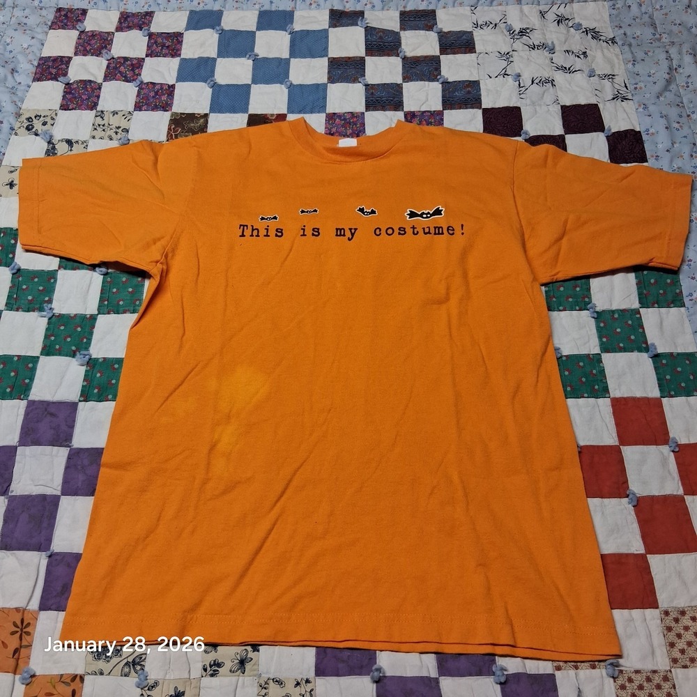 Vintage Halloween This is my Costume Orange T Shirt Basic Size Medium